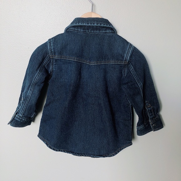GAP Jean denim dark wash shirt shacket 12-18m baby shirt unisex stretchy - Picture 4 of 10